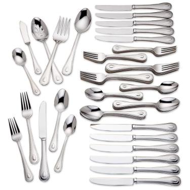 Imagem de Conjunto de Talheres, Sofisticação e Durabilidade para Sua Casa com 65 Peças e Material de Aço Inoxidável, LENOX 829739, Prata