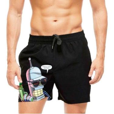 Imagem de Short Praia Shorts Banho Futurama Robô Bender 694 - smoke, Preto, M 38