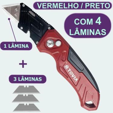 Imagem de Estilete Profissional Aço Metal Com 4 Lâminas Ferramenta Multiuso Retr