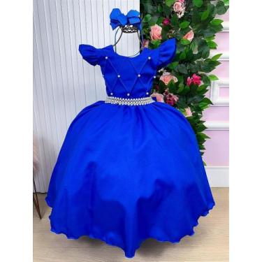 Imagem de Vestido Longo Ysa Kids Ariane Azul Royal para Festas e Eventos, Dark b