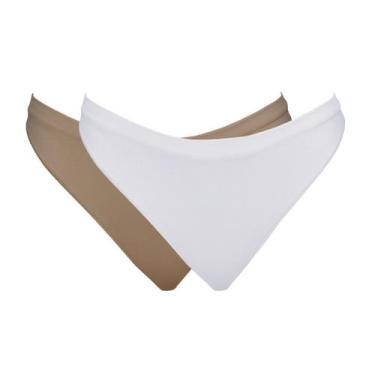 Imagem de Kit 2 Calcinhas Tanga Hanes 1148 Chocolate/Branco  GG, GG, Chocolate, 