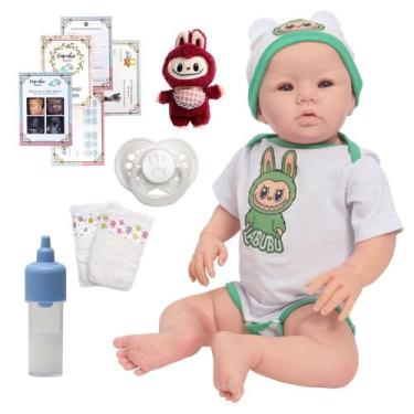 Imagem de Boneco Reborn Bebê Masculino Carequinha Pode Dar Banho - Cegonha Rebor