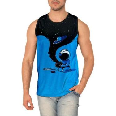 Imagem de Regata Masculina Astronauta Cartoon Blusa Geek 177 - smoke, Preto, PP