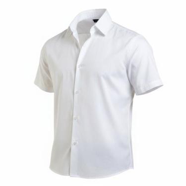 Imagem de Camisa Masculina Social Lisa Basica Manga Curta - Volgue, Branco, G