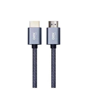 Imagem de Cabo Hdmi Nylon Trançado Banhado Ouro 1.8 Metros Oex Ce500 Prata
