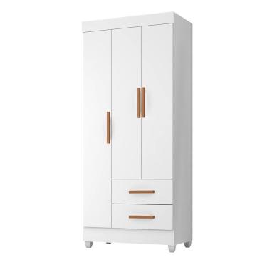Imagem de Roupeiro 3 Portas Lite 76cm 30463 com 2 Gavetas - Branco Móveis Leão 