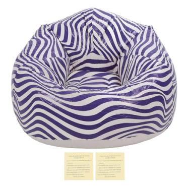 Imagem de Haofy Cadeira de sofá Inflável, Design Ergonômico do Padrão de Faixa de Onda de PVC, Leve e Durável, Uso Interno e Externo, ângulo Inclinado para Conforto Superior (Azul)