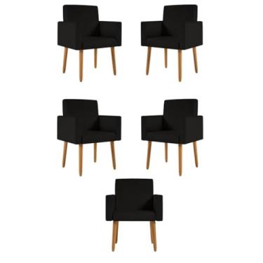 Imagem de Kit 05 Cadeiras Poltronas Decorativa - Escritório - Recepção Cor:preto