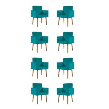 Imagem de Kit 08 Cadeiras Poltronas Decorativa - Escritório - Recepção Cor:azul-turquesa