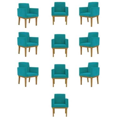 Imagem de Kit 10 Poltronas Decorativa Reforçada Oferta - Salão Cor:azul-turquesa