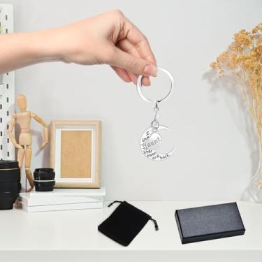 Imagem de Presentes para famílias, Chaveiro I Love You To The Moon and Back para aniversário, dia dos namorados, presente de Natal, tia, as picture shown