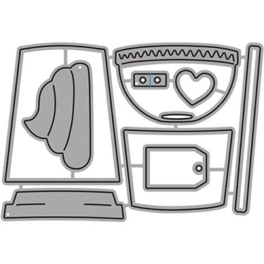 Imagem de Um conjunto de moldes de estênceis de aço carbono em forma de xícara de café prata para scrapbook faça você mesmo, artesanato, cartões, novos carimbos de matriz 3D para fazer cartões, corte e gravação