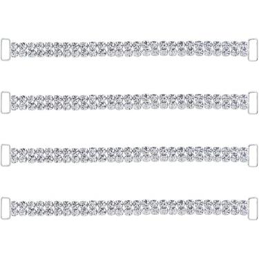 Imagem de 4 peças de conectores de biquíni de liga de cristal de strass fivela de corrente de metal fivelas de metal sutiã prata conectores de traje de banho grampos de fivela retangulares para natação roupa de