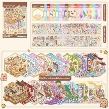 Imagem de Adesivos de paisagismo 3D DIY cena miniatura adesivos 3D presentes capivara caderno adesivo (livro de adesivos de paisagem)