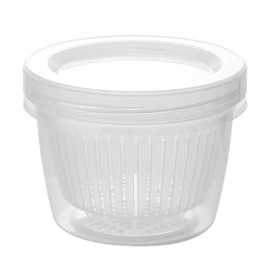 Imagem de Caixa organizadora de geladeira, caixa de armazenamento empilhável de gengibre e alho, caixa de drenagem de gengibre e alho com ralo, recipiente redondo de armazenamento de alimentos para cozinha