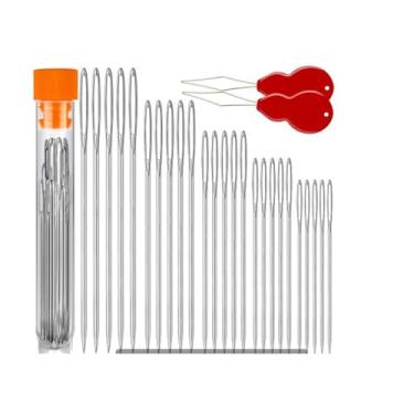 Imagem de Agulhas de olho grande premium para costura manual, bordado, acolchoado (25 agulhas + 2 máquinas de rosquear