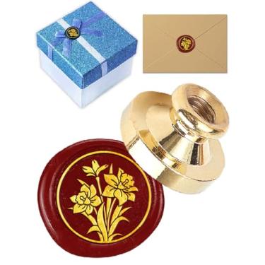 Imagem de 1 cabeça de carimbo de lacre de cera de latão, carimbos de cera de narciso, sem alça, cabeça de latão removível para envelopes, convite de festa, casamento, embrulho de presente de Ação de Graças, 25