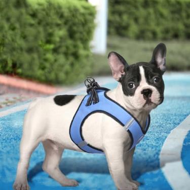 Imagem de Peitoral antipuxão para cães pequenos – colete de tecido Oxford durável com tiras refletivas, malha respirável, azul enevoado fácil de usar PP (pescoço: 23,5 cm - 25,5 cm, peito: 28,5 cm - 30,5 cm)