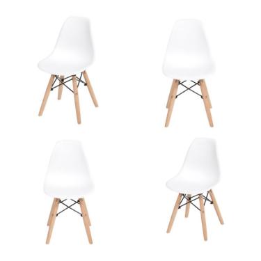 Imagem de Conjunto com 4 Cadeiras Infantis DKR Eames Branco e Madeira
