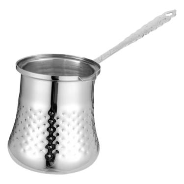 Imagem de Generic Cafeteira portátil prateada para derreter chocolate, com bico anti-transbordamento, ideal para fogões a gás e restaurantes. Fácil de limpar, M