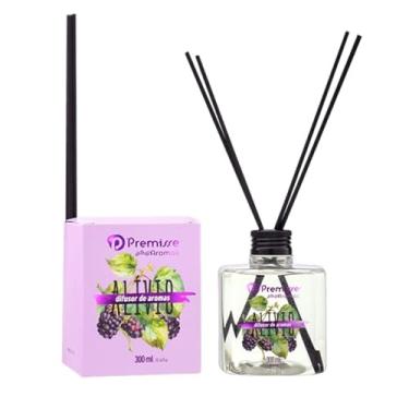 Imagem de Premisse Difusor de Aromas Alívio Amora Negra, Fragrância Floral Frutal, 300ml, Vidro e Varetas de Algodão, Transparente, Uso Residencial e Profissional, Longa Duração