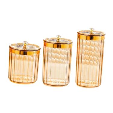 Imagem de Ｂｅｓｇａ Conjunto de 3 Potes para Armazenamento de Alimentos com Tampas - Organizador Moderno para Despensa, Ideal para Nozes, Café, Especiarias, açúcar e, Pote âmbar com Tampa Transparente