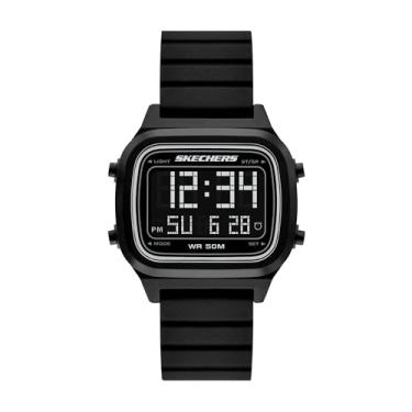 Imagem de Skechers Relógio masculino Fiske digital preto de silicone (modelo: SR5258)