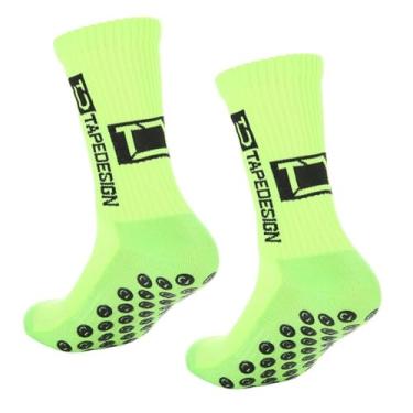 Imagem de 2 pares de meias antiderrapantes para futebol e esportes, meias atléticas antiderrapantes para homens e mulheres (tamanho 39-46, verde neon) - corrida de basquete