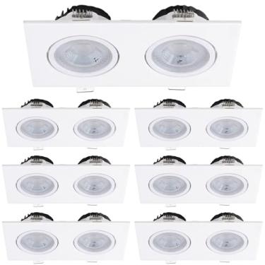Imagem de Kit 7x Spot Embutir Duplo Face Plana Branco Quadrado LED Integrado 3000K 10W Bivolt