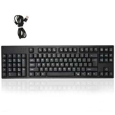 Imagem de ciciglow Teclado ergonômico canhoto, teclado USB com fio de 109 teclas com 2 interfaces de expansão HUB para Windows XP 7 8 10