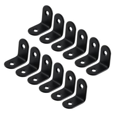 Imagem de Suporte de prateleira de canto em L de aço inoxidável MTMTOOL, suporte de ângulo resistente para pendurar na parede com parafusos preto, 25 x 16 x 25mm/1" x 0.6" x 1"