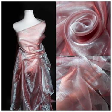 Imagem de Tecido de organza transparente de dois tons iridescente - 3,3 jardas de comprimento, 140 cm de largura - para bricolage, artesanato de costura, decorações de casamento e festa, tule, gaze, borda