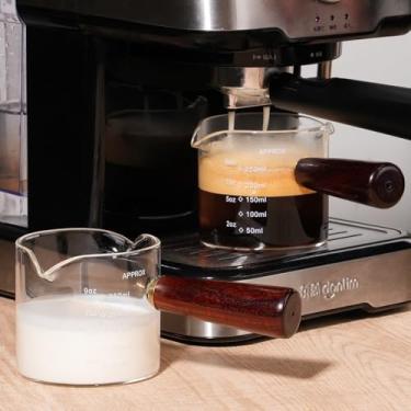 Imagem de 1 pacote de 250 ml/241.0 g, copos de café expresso, bicos duplos, xícara de café grande com cabo de madeira, jarro triplo, peças de copo de leite vidro transparente