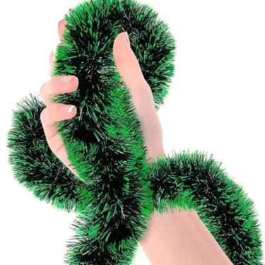Imagem de Festão Natalino Verde de Plástico e Arame, 2 Metros x 15cm de Espessura, Decoração para Árvores e Guirlandas