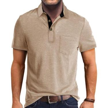 Imagem de Camisa polo masculina Qekoma Classic com botão e manga curta de algodã