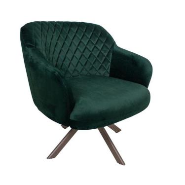 Imagem de Poltrona Kitana Pés Champagne Giratório Veludo Verde