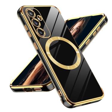 Imagem de Capa magnética para Samsung Galaxy S25 FE compatível com Mag-Safe, capa magnética para Galaxy S25 FE 5G, fina, à prova de choque, feminina, masculina, menina, para Samsung S25 FE (preto)
