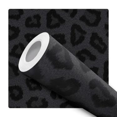 Imagem de Papel de Parede Vinílico Autoadesivo Lavável Onça Preto Decoração Mode
