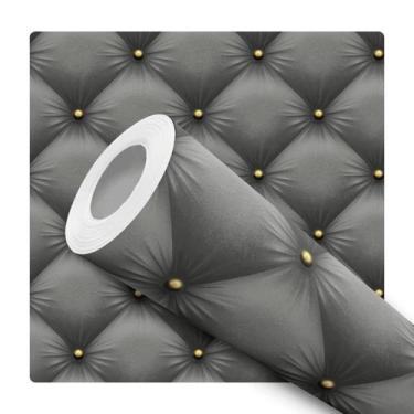 Imagem de Papel de Parede Adesivo Capitonê Botonê Preto Acolchoado Cabeceira 3m 