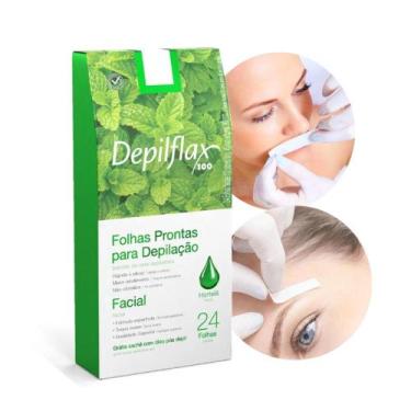Imagem de Folhas Prontas para Depilação Facial Buço Sobrancelha Depilflax 24 Uni