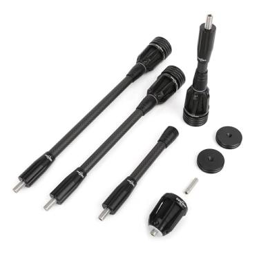 Imagem de ZSHJGJR Estabilizador de arco para tiro com arco com arco composto, núcleo flexível de fibra de carbono 3K, sistema de amortecimento e kit de pesos (preto, 20 cm)