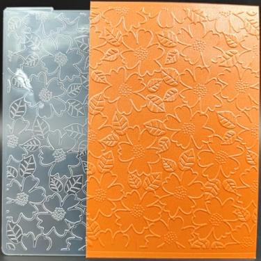 Imagem de Pasta em relevo de plástico tamanho A6 Flores frescas e folhas de papel artesanato plástico texturizadas impressões para fazer cartões scrapbooking