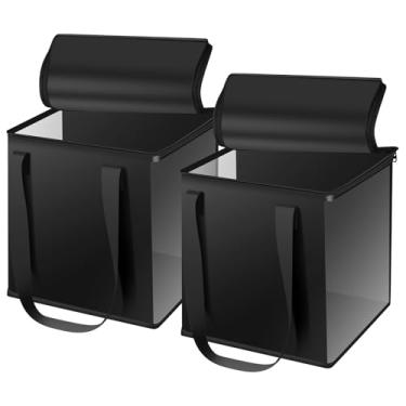 Imagem de Tcwhniev Caixa de armazenamento de disco de vinil, capa protetora transparente para discos de vinil com tampa e alça para loja, concerto, música, eventos, viagens (2 peças)