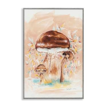 Imagem de Stupell Industries Arte giclée emoldurada preta trio de cogumelos terrosos marrom, design por Cady Driver, 61 x 40 cm