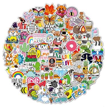 Imagem de 100 Pacotes de Adesivos Estéticos Cute Vsco Vinílicos Autoadesivos para Garrafas Água Laptop Hydroflask Skateboard Computador Móveis Parede com Tema Animal Praia Bebida Oceano Comida Adolescentes Garo