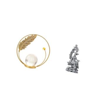 Imagem de Fenteer Escultura de Metal em Forma de Bola de Cristal, Estatueta de Guan Yin Kuanyin para Corredor, Lareira, Quarto, Sala de Estar, Escritório, Artesanato Fe