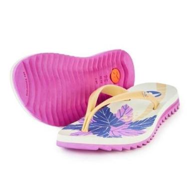 Imagem de Chinelo Kenner Ibiza Palm Estampada Feminino - Branco e Rosa - 40-Feminino