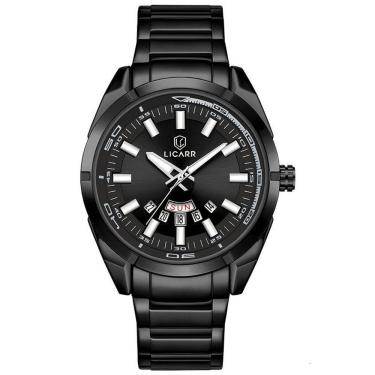 Imagem de Relógio Masculino Movimento Analógico Quartzo Em Aço Inoxidável à Prova D'água Preto