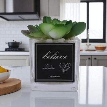 Imagem de Generic 1 peça de árvores falsas vidro seixos suculentas exibição plástico verde 5 x 5 x 15 cm