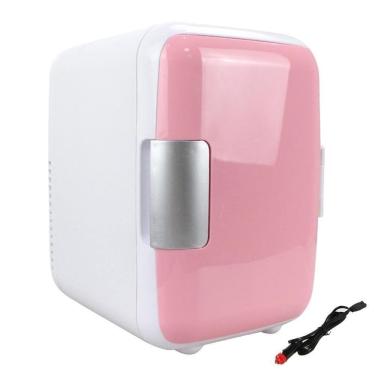 Imagem de Mini Geladeira Frigobar 2 Em 1 Refrigerador E Aquecedor 12v 4l Retro Casa E Carro 4 Litros Rosa